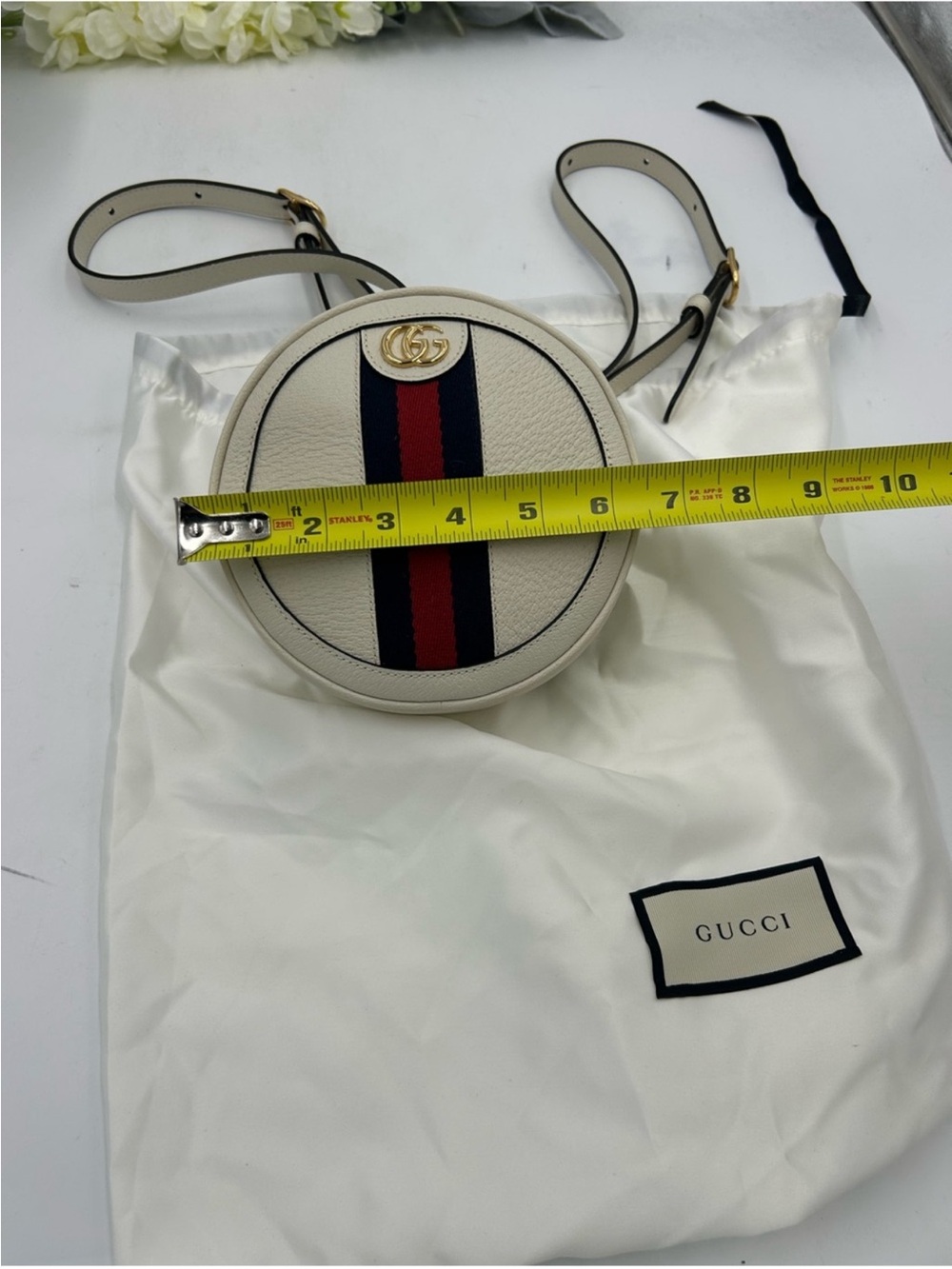 Gucci Ophidia Leather Round Crossbody with Red & Blue Web Stripe and iconic logo - Picture 10 of 13